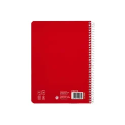 CUADERNO ESPIRAL LIDERPAPEL DI N A5 PAUTAGUIA TAPA BLANDA 40H 75 GR CUADRO PAUTADO 4MM COLOR ROJO