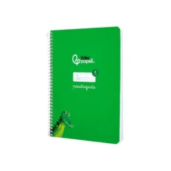 CUADERNO ESPIRAL LIDERPAPEL DI N A5 PAUTAGUIA TAPA BLANDA 40H 75 GR CUADRO PAUTADO 4MM COLOR VERDE