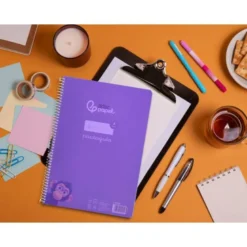 CUADERNO ESPIRAL LIDERPAPEL DIN A4 PAUTAGUIA TAPA PLASTICO 80H 90GR CUADRO PAUTADO 4MM CON MARGEN COLOR LILA