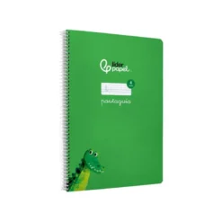CUADERNO ESPIRAL LIDERPAPEL DIN A4 PAUTAGUIA TAPA DURA 80H 90 GR CUADRO PAUTADO 4MM COLOR VERDE