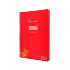 CUADERNO ESPIRAL LIDERPAPEL DIN A4 PAUTAGUIA TAPA PLASTICO 80H 90GR CUADRO PAUTADO 3MM CON MARGEN COLOR ROJO