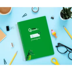 CUADERNO ESPIRAL LIDERPAPEL DI N A5 PAUTAGUIA TAPA BLANDA 40H 75 GR CUADRO PAUTADO 5MM COLOR VERDE