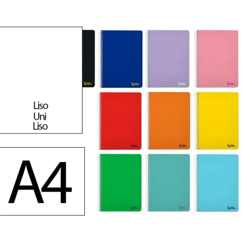 CUADERNO ESPIRAL LIDERPAPEL DIN A4 SMART TAPA BLANDA 80H 75GR LISO SIN MARGEN COLORES SURTIDOS