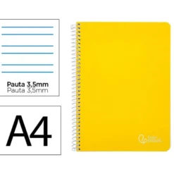 CUADERNO ESPIRAL LIDERPAPEL DIN A4 WITTY TAPA DURA 80H 90GR PAUTA 3,5MM CON MARGEN COLOR AMARILLO