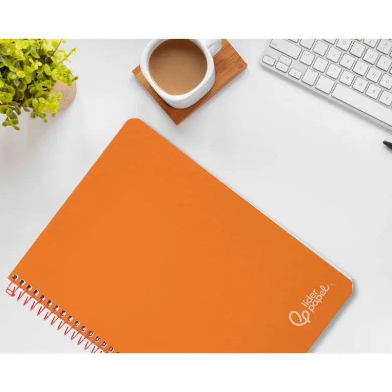 CUADERNO ESPIRAL LIDERPAPEL DIN A4 WITTY TAPA DURA 80H 90GR CUADRO 4MM CON MARGEN COLOR NARANJA
