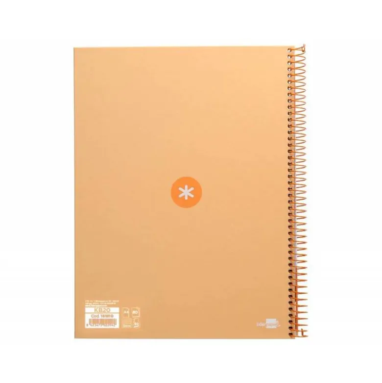 CUADERNO ESPIRAL LIDERPAPEL DIN A4 MICRO ANTARTIK CUADRICULADO 5 MM COLOR NARANJA 80 H