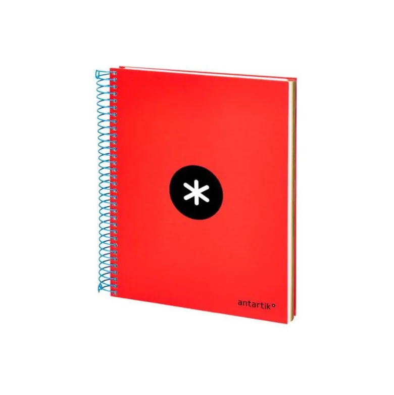 CUADERNO ESPIRAL LIDERPAPEL A5 MICRO ANTARTIK TAPA FORRADA120H 90GR CUADRO 5MM 5 BANDAS 6 TALADROS COLORES SURTIDOS