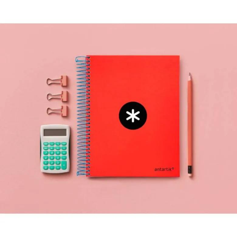CUADERNO ESPIRAL LIDERPAPEL A5 MICRO ANTARTIK TAPA FORRADA120H 90GR CUADRO 5MM 5 BANDAS 6 TALADROS COLORES SURTIDOS