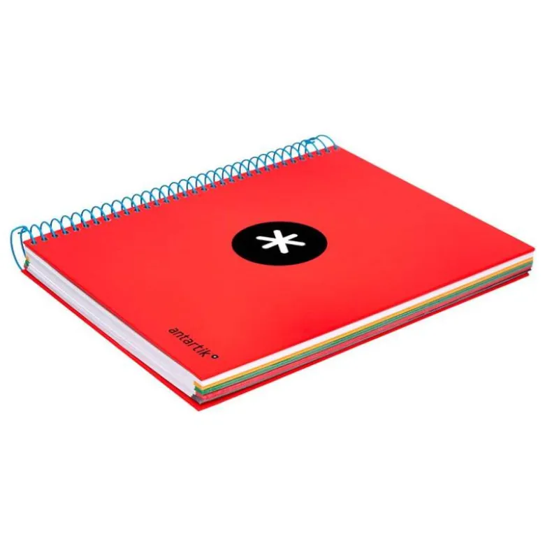 CUADERNO ESPIRAL LIDERPAPEL A5 MICRO ANTARTIK TAPA FORRADA120H 90GR CUADRO 5MM 5 BANDAS 6 TALADROS COLORES SURTIDOS