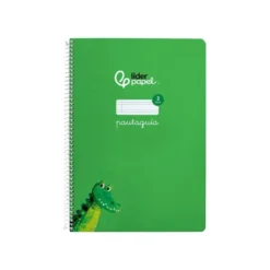 CUADERNO ESPIRAL LIDERPAPEL DI N A4 PAUTAGUIA TAPA DURA 80H 90 GR CUADRO PAUTADO 3MM COLOR VERDE