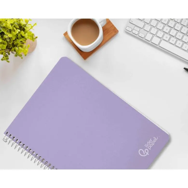 CUADERNO ESPIRAL LIDERPAPEL DIN A4 WITTY TAPA DURA 80H 90GR CUADRO 4MM CON MARGEN COLOR VIOLETA