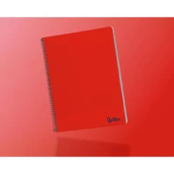 CUADERNO ESPIRAL LIDERPAPEL DIN A4 SMART TAPA BLANDA 80H 75GR RAYADO HORIZONTAL CON MARGEN COLOR ROJO