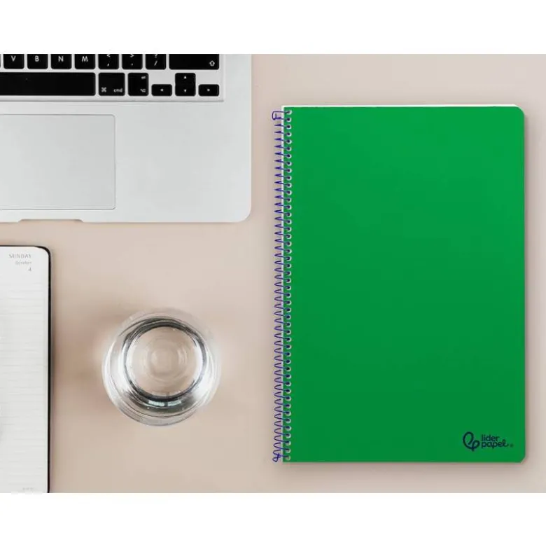 CUADERNO ESPIRAL LIDERPAPEL DIN A4 SMART TAPA BLANDA 80H 75GR RAYADO HORIZONTAL CON MARGEN COLOR VERDE