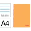 CUADERNO ESPIRAL LIDERPAPEL A4 WONDER TAPA PLASTICO 80H 90GR PAUTA ANCHA 3,5MM CON MARGEN COLOR NARANJA