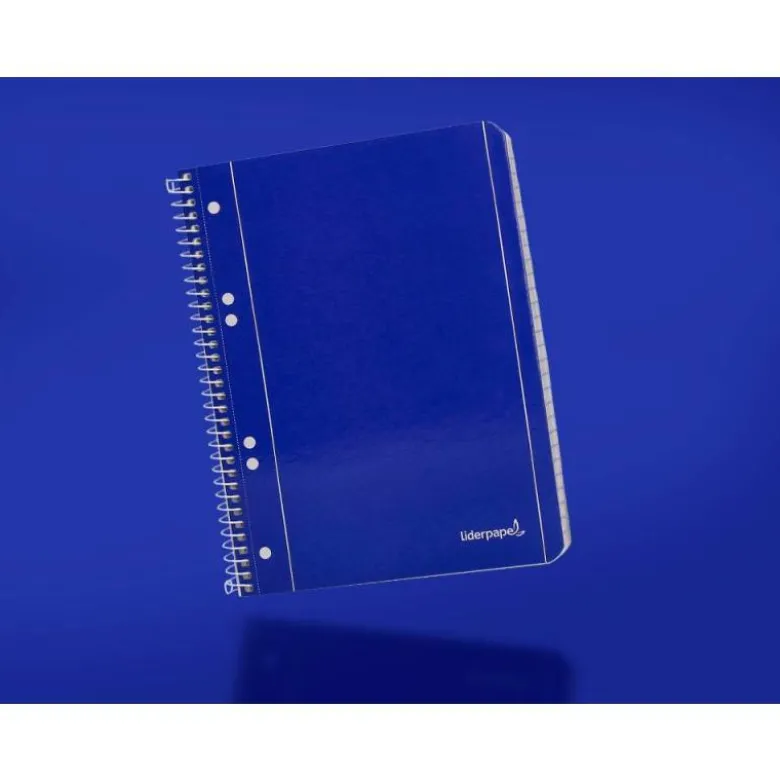Cuaderno espiral Liderpapel Din A5 micro serie azul tapa blanda 80h 75 gr liso 6taladros azul