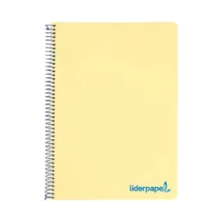 CUADERNO ESPIRAL LIDERPAPEL A5 MICRO WONDER TAPA PLASTICO 120H 90G CUADRO 5MM 5 BANDAS 6 TALADROS COLOR AMARILLO