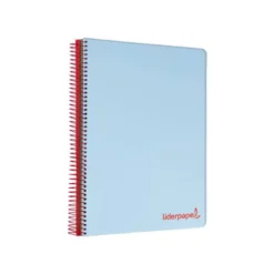 CUADERNO ESPIRAL LIDERPAPEL A5 MICRO WONDER TAPA PLASTICO 120H 90G CUADRO 5MM 5 BANDAS 6 TALADROS COLOR CELESTE