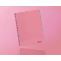 CUADERNO ESPIRAL LIDERPAPEL DIN A4 SMART TAPA BLANDA 80H 75GR CUADRO 4MM CON MARGEN COLOR ROSA