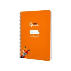 CUADERNO ESPIRAL LIDERPAPEL DI N A5 PAUTAGUIA TAPA DURA 80H 90 GR CUADRO PAUTADO 4MM COLOR NARANJA