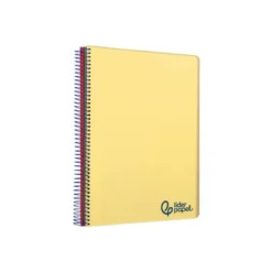 CUADERNO ESPIRAL LIDERPAPEL A7 MICRO WONDER TAPA PLASTICO 100H 90 GR CUADRO 5MM 4 BANDAS COLOR AMARILLO