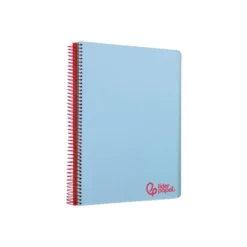 CUADERNO ESPIRAL LIDERPAPEL A7 MICRO WONDER TAPA PLASTICO 100H 90 GR CUADRO 5MM 4 BANDAS COLOR CELESTE