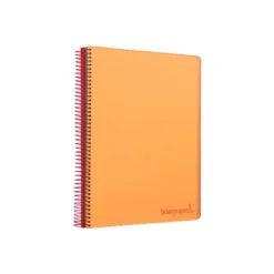 CUADERNO ESPIRAL LIDERPAPEL A7 MICRO WONDER TAPA PLASTICO 100H 90 GR CUADRO 5MM 4 BANDAS COLOR NARANJA