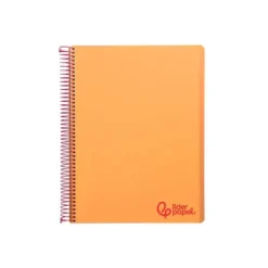 CUADERNO ESPIRAL LIDERPAPEL A7 MICRO WONDER TAPA PLASTICO 100H 90 GR CUADRO 5MM 4 BANDAS COLOR NARANJA