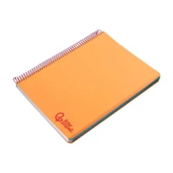 CUADERNO ESPIRAL LIDERPAPEL A7 MICRO WONDER TAPA PLASTICO 100H 90 GR CUADRO 5MM 4 BANDAS COLOR NARANJA