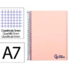 CUADERNO ESPIRAL LIDERPAPEL A7 MICRO WONDER TAPA PLASTICO 100H 90 GR CUADRO 5MM 4 BANDAS COLOR ROSA