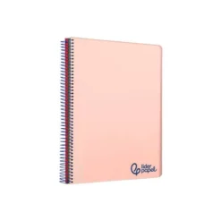 CUADERNO ESPIRAL LIDERPAPEL A7 MICRO WONDER TAPA PLASTICO 100H 90 GR CUADRO 5MM 4 BANDAS COLOR ROSA