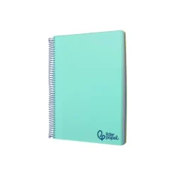 CUADERNO ESPIRAL LIDERPAPEL A7 MICRO WONDER TAPA PLASTICO 100H 90 GR CUADRO 5MM 4 BANDAS VERDE