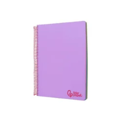 CUADERNO ESPIRAL LIDERPAPEL A7 MICRO WONDER TAPA PLASTICO 100H 90 GR CUADRO 5MM 4 BANDAS COLOR VIOLETA
