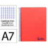 CUADERNO ESPIRAL LIDERPAPEL A7 MICRO WONDER TAPA PLASTICO 100H 90 GR CUADRO 5MM 4 BANDAS ROJO