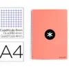 CUADERNO ESPIRAL LIDERPAPEL A4 ANTARTIK TAPA DURA 80H 100GR CUADRO 4MM CON MARGEN COLOR CORAL