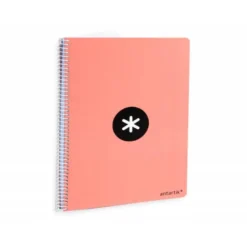 CUADERNO ESPIRAL LIDERPAPEL A4 ANTARTIK TAPA DURA 80H 100GR CUADRO 4MM CON MARGEN COLOR CORAL