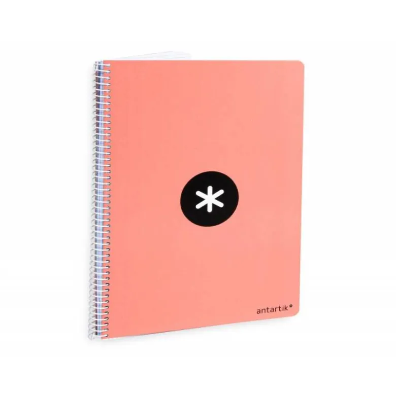 CUADERNO ESPIRAL LIDERPAPEL A4 ANTARTIK TAPA DURA 80H 100GR CUADRO 4MM CON MARGEN COLOR CORAL