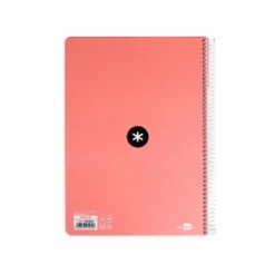 CUADERNO ESPIRAL LIDERPAPEL A4 ANTARTIK TAPA DURA 80H 100GR CUADRO 4MM CON MARGEN COLOR CORAL