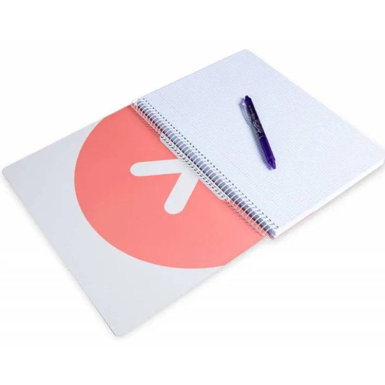 CUADERNO ESPIRAL LIDERPAPEL A4 ANTARTIK TAPA DURA 80H 100GR CUADRO 4MM CON MARGEN COLOR CORAL