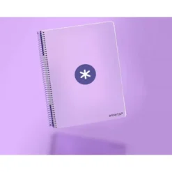 CUADERNO ESPIRAL LIDERPAPEL A4 ANTARTIK TAPA DURA 80H 100GR CUADRO 4MM CON MARGEN COLOR LAVANDA