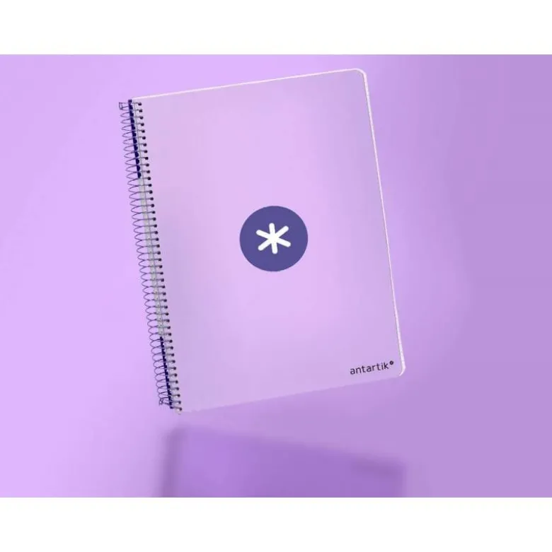 CUADERNO ESPIRAL LIDERPAPEL A4 ANTARTIK TAPA DURA 80H 100GR CUADRO 4MM CON MARGEN COLOR LAVANDA