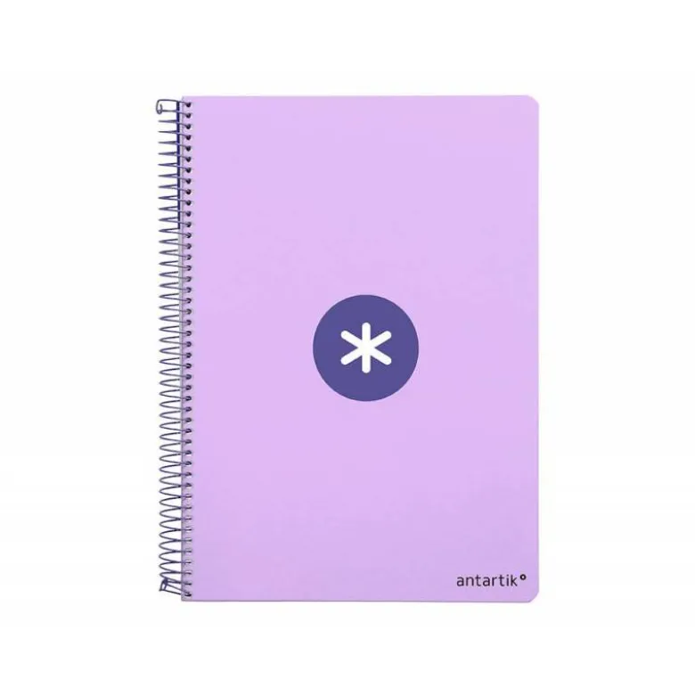 CUADERNO ESPIRAL LIDERPAPEL A4 ANTARTIK TAPA DURA 80H 100GR CUADRO 4MM CON MARGEN COLOR LAVANDA
