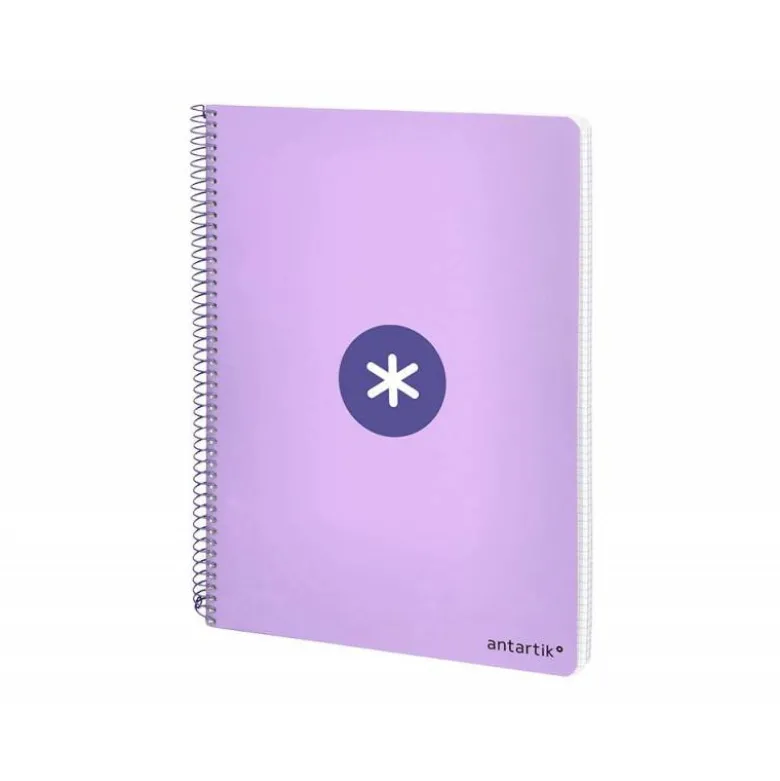 CUADERNO ESPIRAL LIDERPAPEL A4 ANTARTIK TAPA DURA 80H 100GR CUADRO 4MM CON MARGEN COLOR LAVANDA