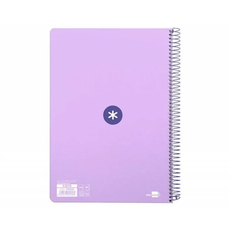 CUADERNO ESPIRAL LIDERPAPEL A4 ANTARTIK TAPA DURA 80H 100GR CUADRO 4MM CON MARGEN COLOR LAVANDA