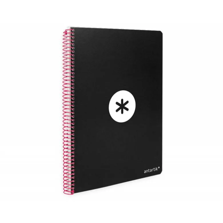 CUADERNO ESPIRAL LIDERPAPEL A4 ANTARTIK TAPA DURA 80H 100GR CUADRO 4MM CON MARGEN COLOR NEGRO