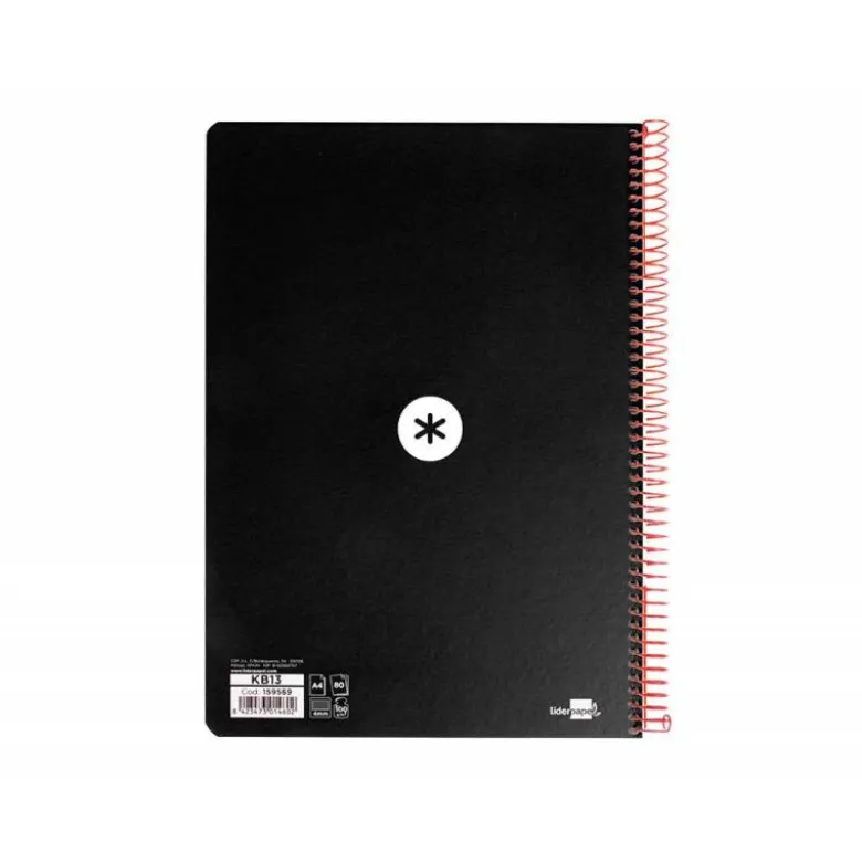 CUADERNO ESPIRAL LIDERPAPEL A4 ANTARTIK TAPA DURA 80H 100GR CUADRO 4MM CON MARGEN COLOR NEGRO