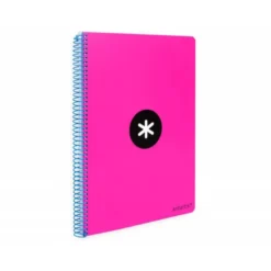 CUADERNO ESPIRAL LIDERPAPEL A4 ANTARTIK TAPA DURA 80H 100GR CUADRO 4MM CON MARGEN COLOR ROSA FLUOR