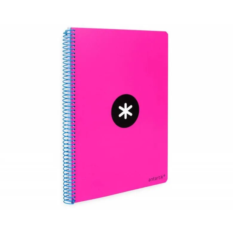 CUADERNO ESPIRAL LIDERPAPEL A4 ANTARTIK TAPA DURA 80H 100GR CUADRO 4MM CON MARGEN COLOR ROSA FLUOR