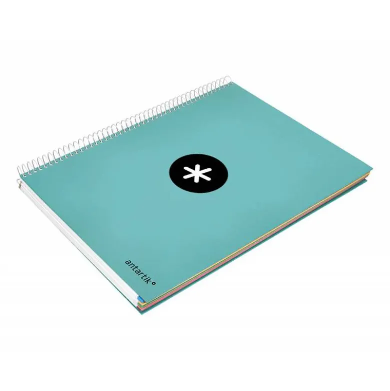 CUADERNO ESPIRAL LIDERPAPEL DIN A4 MICRO ANTARTIK RAYADO HORIZONTAL 120 H 5 BANDA 4 TALADROS COLOR MENTA
