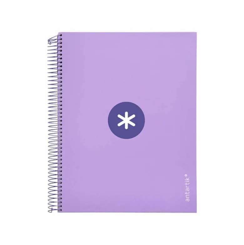 CUADERNO ESPIRAL LIDERPAPEL DIN A4 MICRO ANTARTIK RAYADO HORIZONTAL 120 H 5 BANDA 4 TALADROS COLOR LAVANDA