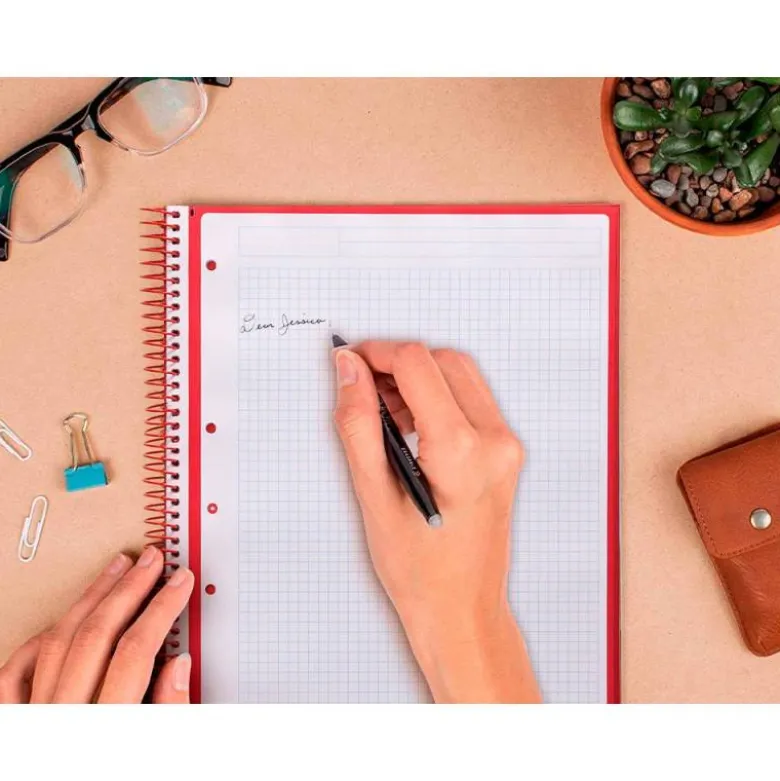 CUADERNO ESPIRAL LIDERPAPEL DIN A4 MICRO ANTARTIK CUADRICULADO 5 MM COLOR ROJO 80H